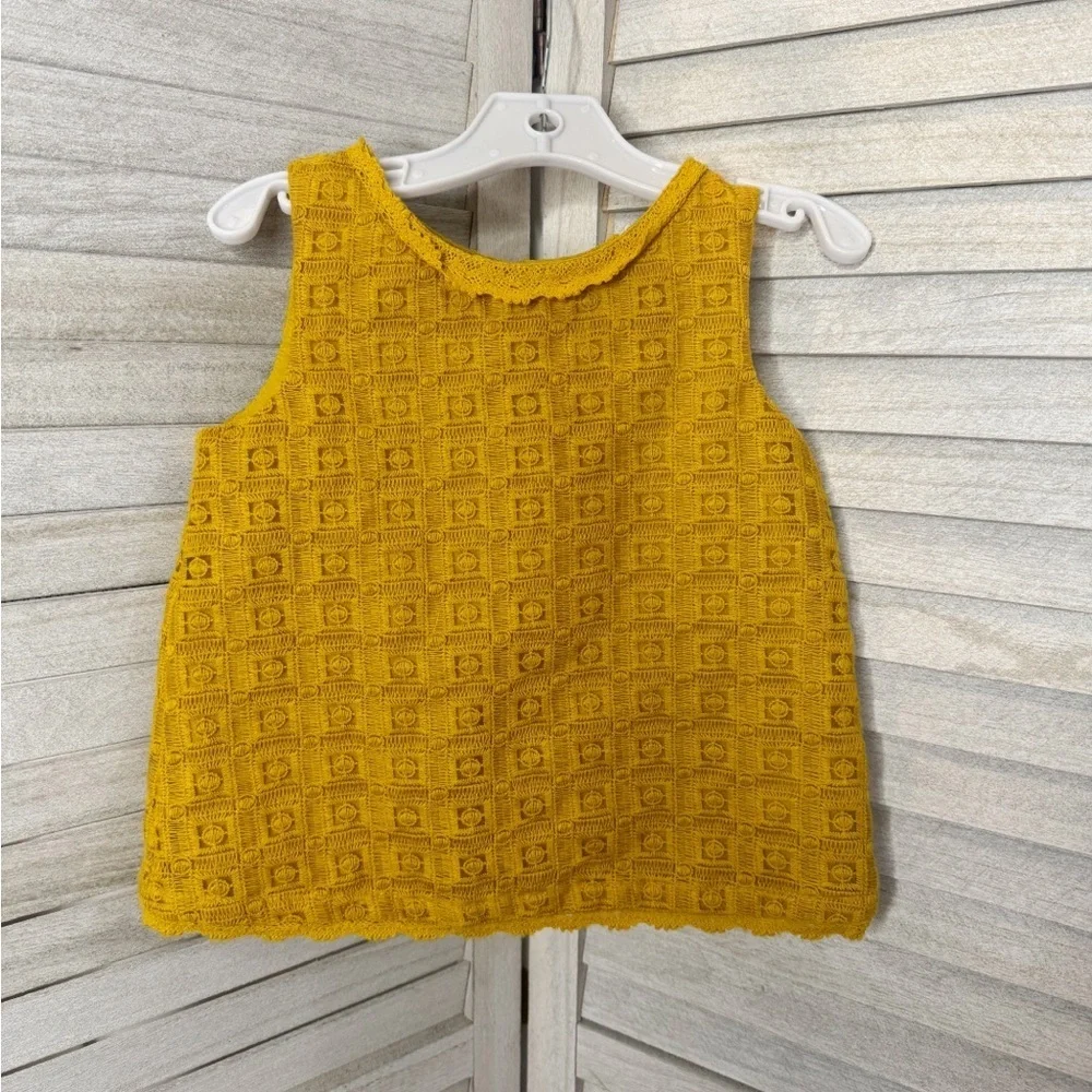OshKosh B’gosh Mustard Lace Tank Top Girls 4T Boho Cottagecore Sleeveless